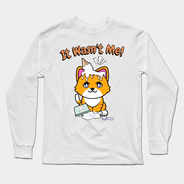 It wasnt me - orange cat Long Sleeve T-Shirt by Pet Station